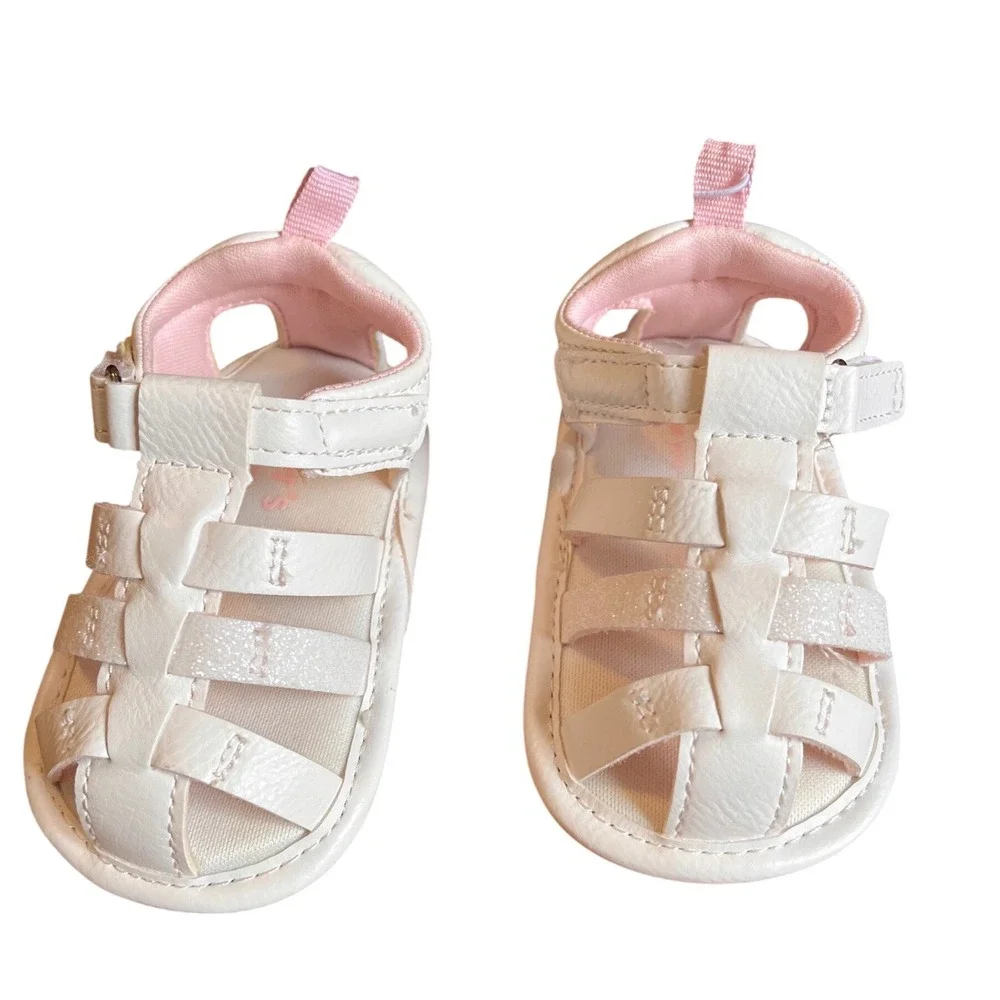 Carters Just One You Mindy‎ White Glitter Baby Fisherman Sandals 6-12M